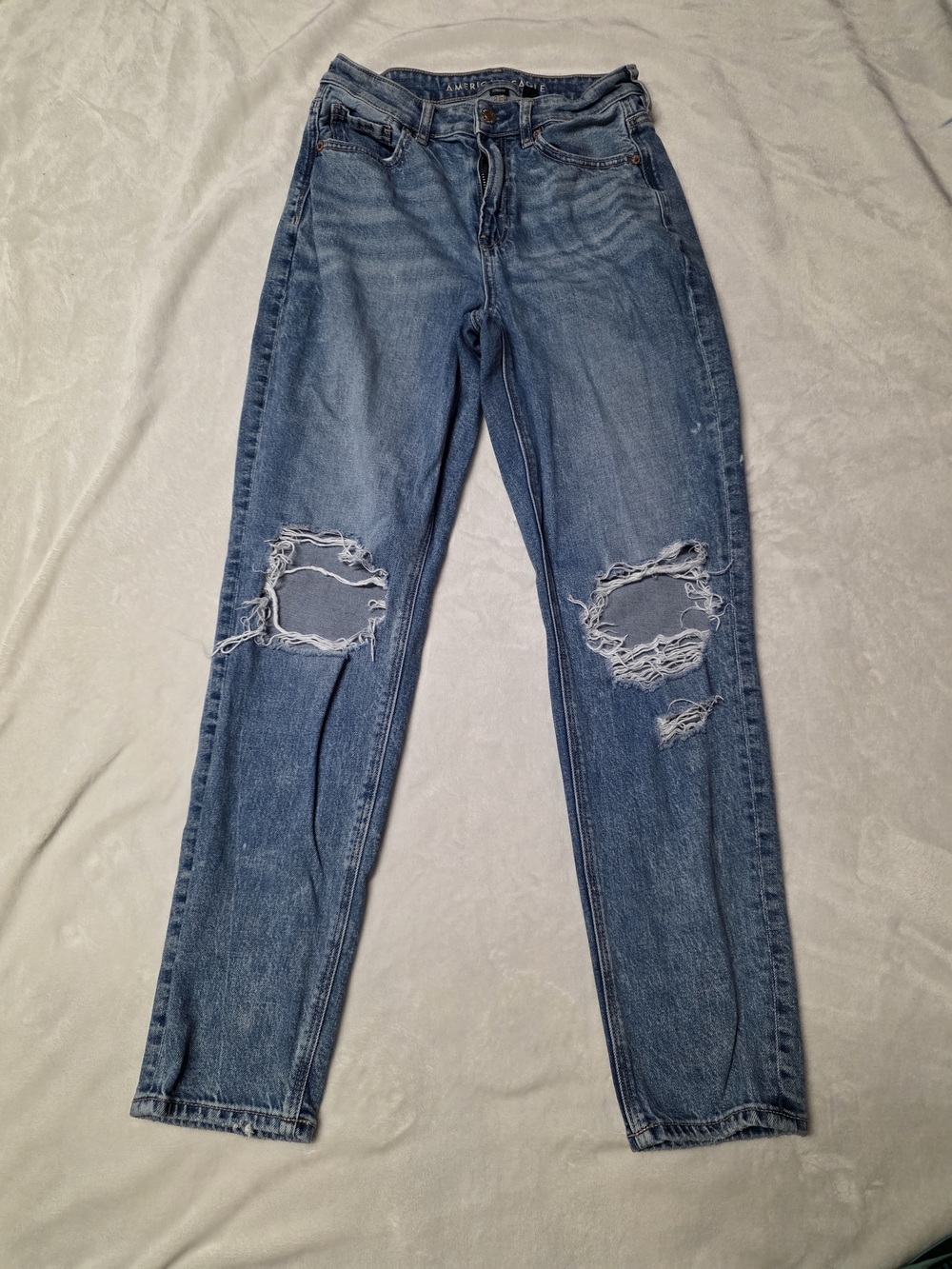 American Eagle Outfitters Distressed Light Blue Mom Jeans